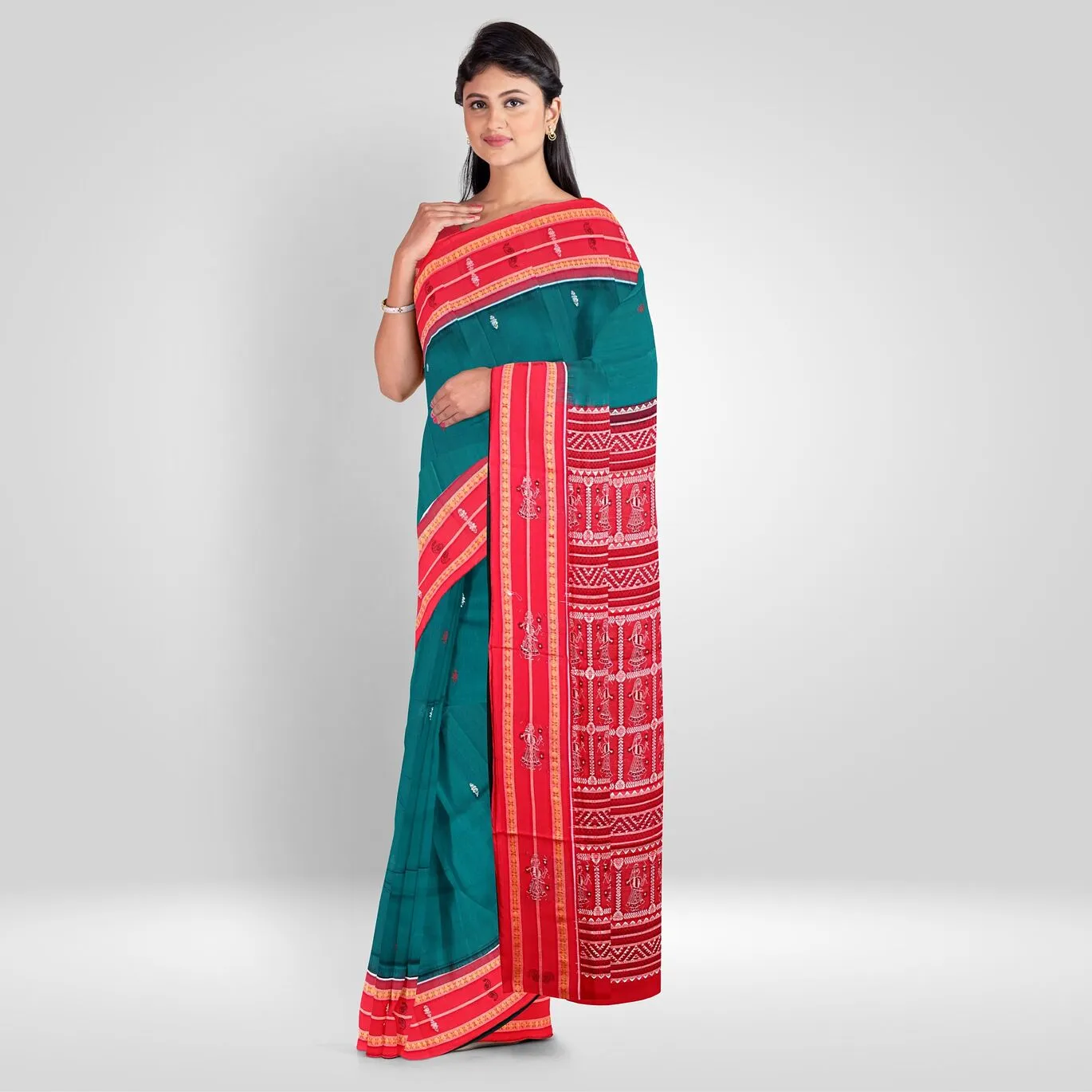 Modern Design Bomkai Cotton Saree (Skobeloff Color)
