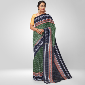 New Modern Design Nuapatana Cotton Saree (Military Green)